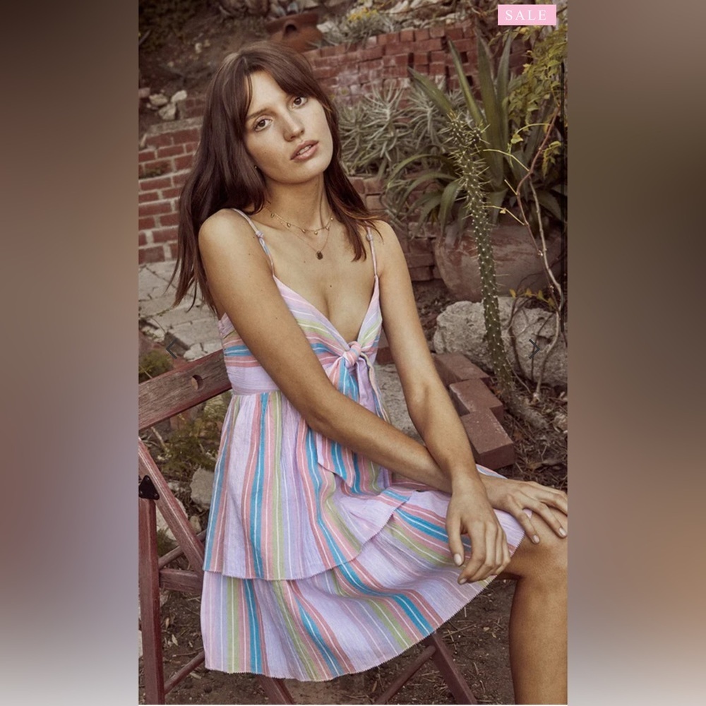SAYLOR Pastel Striped Mini Dress in Pink, Blue & Yellow